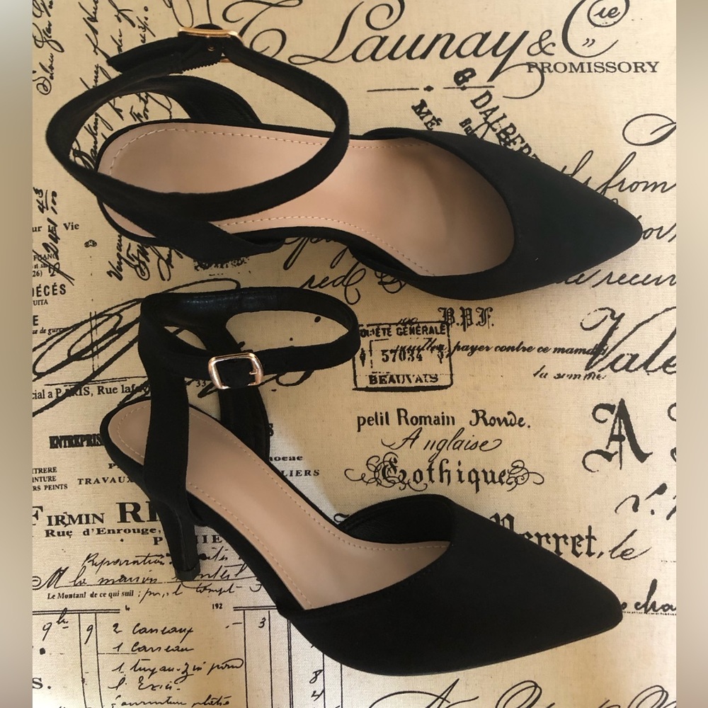 Shoes; Redcherry; D’Orsay; Slingback & Ankle Strap; Fabric Upper; Black